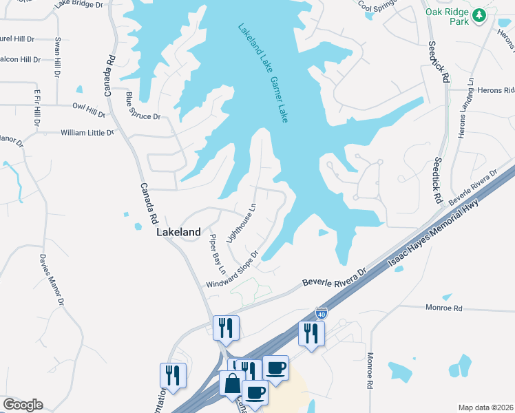 map of restaurants, bars, coffee shops, grocery stores, and more near 3901 Lighthouse Lane in Lakeland