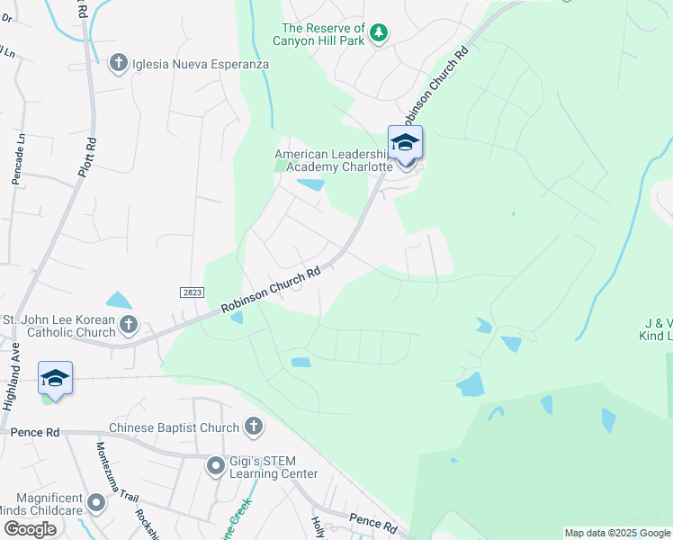 map of restaurants, bars, coffee shops, grocery stores, and more near 7422 Irwin Road in Charlotte