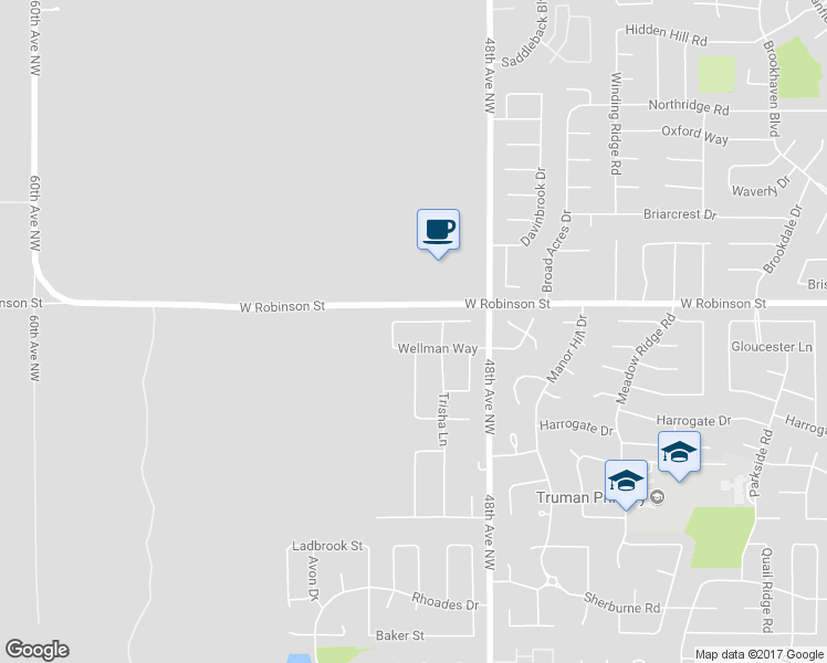 map of restaurants, bars, coffee shops, grocery stores, and more near 4916 Wellman Drive in Norman