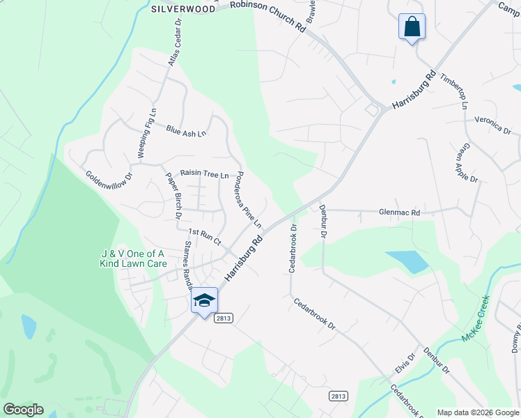 map of restaurants, bars, coffee shops, grocery stores, and more near 14015 Pinyon Pine Lane in Charlotte