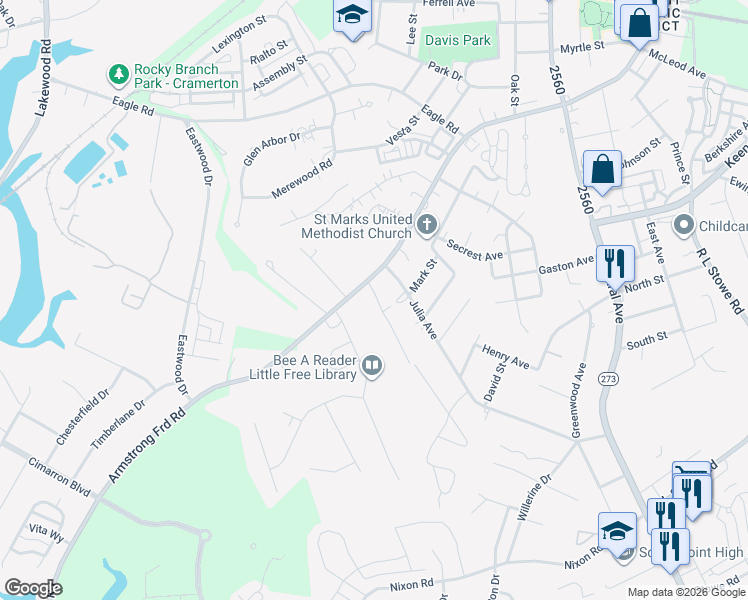 map of restaurants, bars, coffee shops, grocery stores, and more near 8 Barnes Drive in Belmont