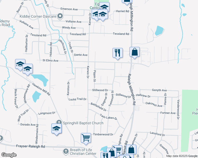 map of restaurants, bars, coffee shops, grocery stores, and more near 3899 Longsneck Cove in Memphis