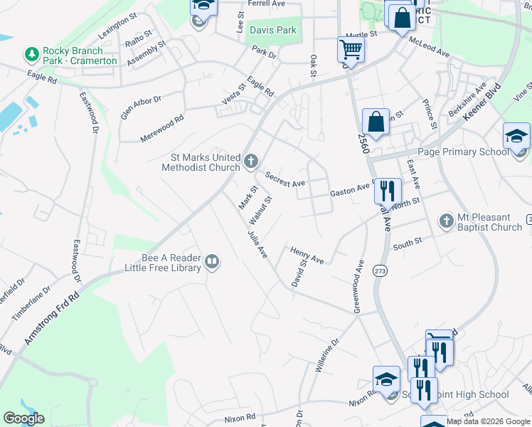 map of restaurants, bars, coffee shops, grocery stores, and more near 813 Walnut Street in Belmont