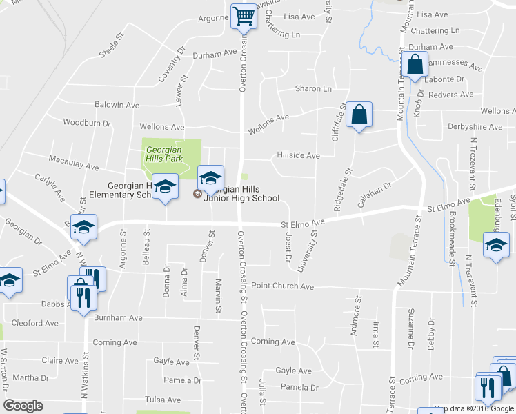 map of restaurants, bars, coffee shops, grocery stores, and more near 2143 Leyton Avenue in Memphis