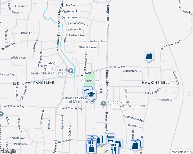 map of restaurants, bars, coffee shops, grocery stores, and more near 3902 Edenburg Drive in Memphis
