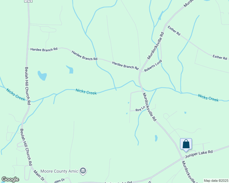 map of restaurants, bars, coffee shops, grocery stores, and more near 150 Rogers Trail in Moore County