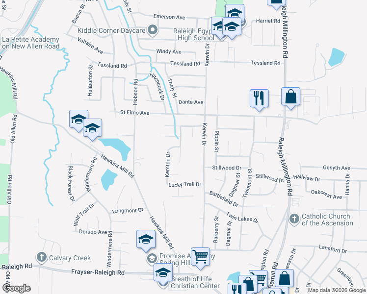 map of restaurants, bars, coffee shops, grocery stores, and more near 3890 Winwood Drive in Memphis