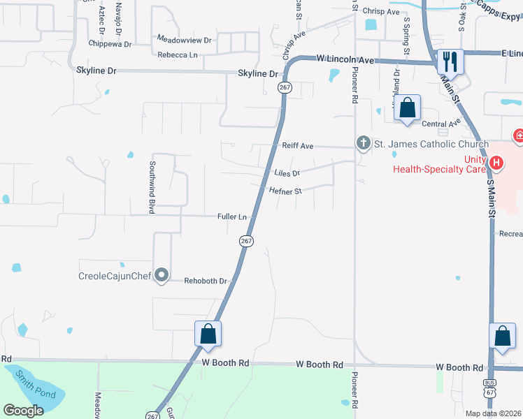 map of restaurants, bars, coffee shops, grocery stores, and more near 7 Teresa Circle in Searcy