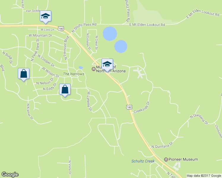 map of restaurants, bars, coffee shops, grocery stores, and more near 2236 West Blue Willow Road in Flagstaff