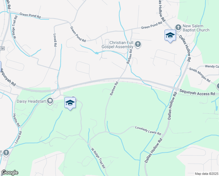 map of restaurants, bars, coffee shops, grocery stores, and more near 1089 Harvest Knoll Lane in Soddy-Daisy