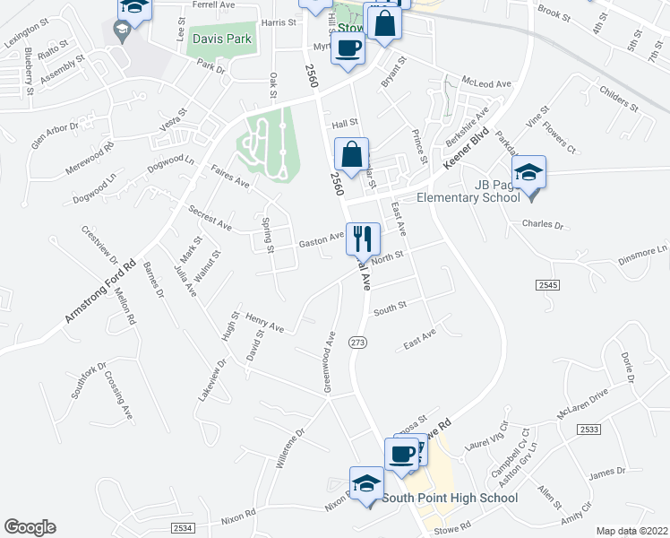 map of restaurants, bars, coffee shops, grocery stores, and more near 410 North Street in Belmont