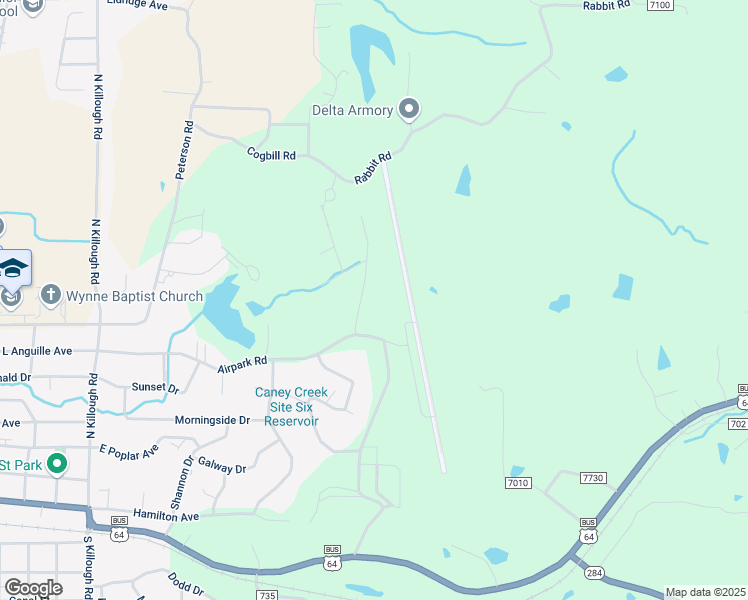 map of restaurants, bars, coffee shops, grocery stores, and more near 1002 Oakwood Drive in Wynne
