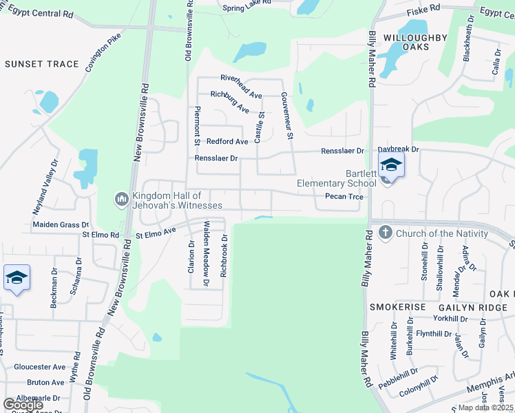 map of restaurants, bars, coffee shops, grocery stores, and more near 5736 Morning Flower Drive in Memphis