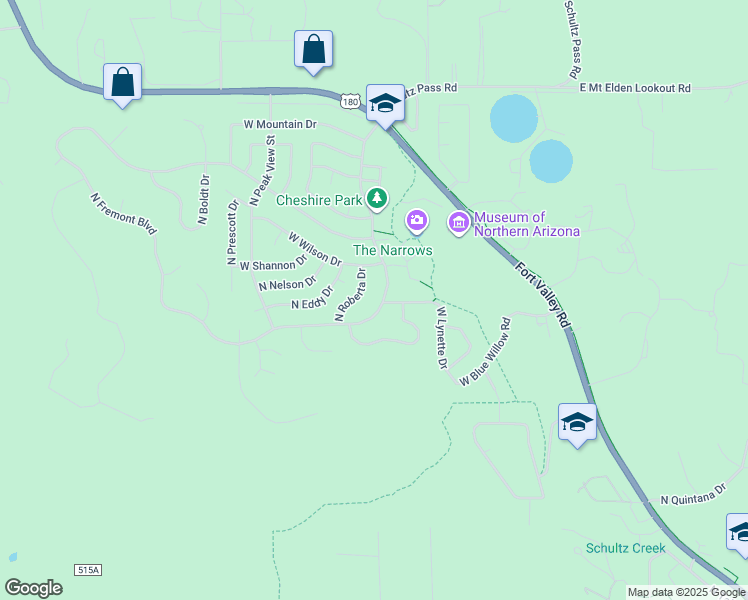 map of restaurants, bars, coffee shops, grocery stores, and more near 2730 North Fremont Boulevard in Flagstaff