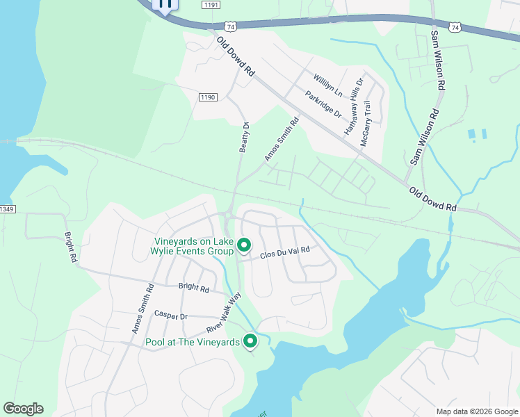 map of restaurants, bars, coffee shops, grocery stores, and more near 8437 Loxton Circle in Charlotte