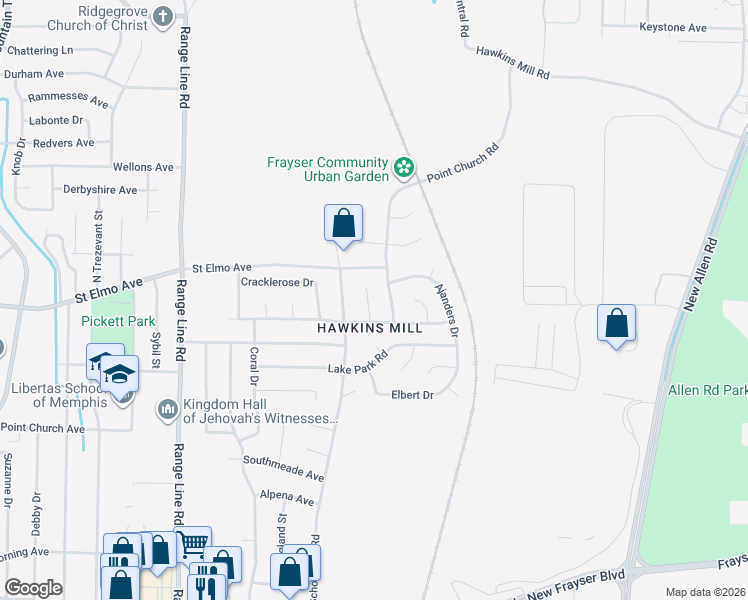 map of restaurants, bars, coffee shops, grocery stores, and more near 3898 Ferdie Cove in Memphis