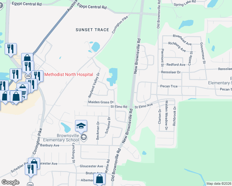 map of restaurants, bars, coffee shops, grocery stores, and more near 3896 Caprice Drive in Memphis