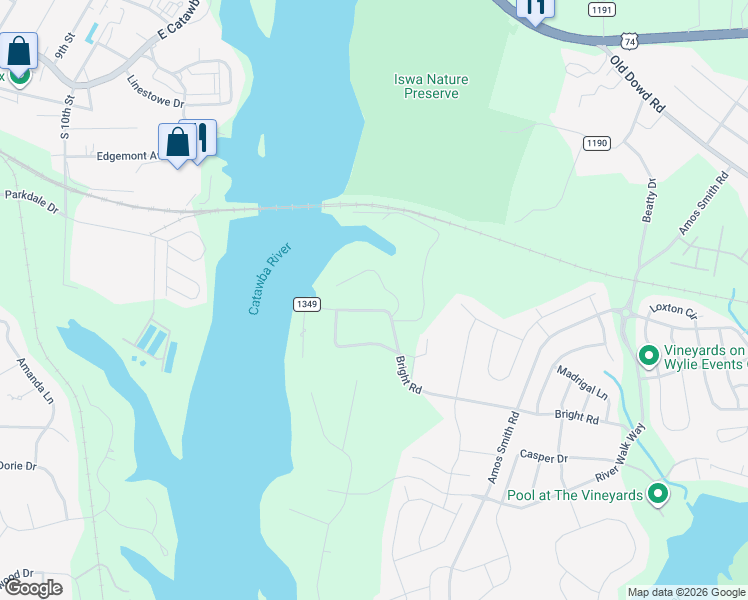 map of restaurants, bars, coffee shops, grocery stores, and more near 4925 Bright Road in Charlotte