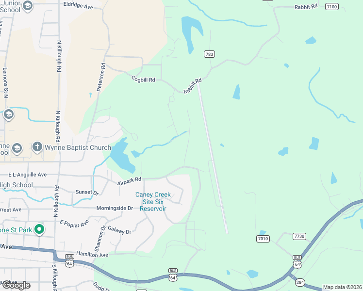 map of restaurants, bars, coffee shops, grocery stores, and more near 1001 Oakwood Drive in Wynne
