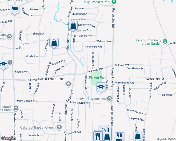 map of restaurants, bars, coffee shops, grocery stores, and more near 3893 Brookmeade Street in Memphis
