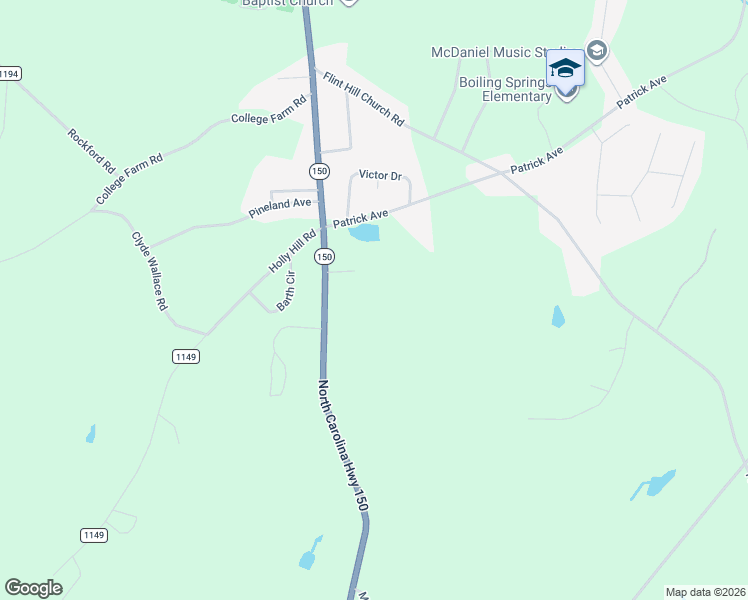 map of restaurants, bars, coffee shops, grocery stores, and more near 1817 Gaffney Road in Shelby