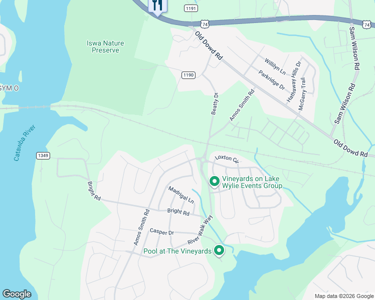 map of restaurants, bars, coffee shops, grocery stores, and more near 8529 Pennegrove Circle in Charlotte