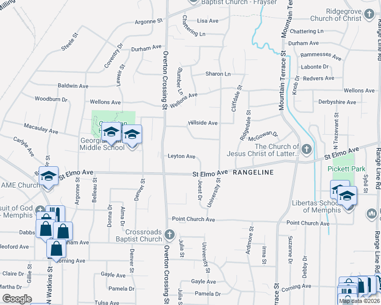 map of restaurants, bars, coffee shops, grocery stores, and more near 3899 Joest Drive in Memphis