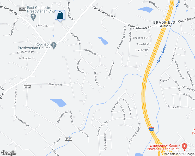 map of restaurants, bars, coffee shops, grocery stores, and more near 5226 Timbertop Lane in Charlotte