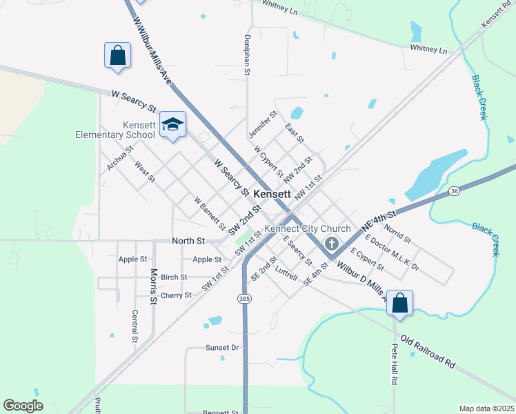 map of restaurants, bars, coffee shops, grocery stores, and more near 200 West Searcy Street in Kensett