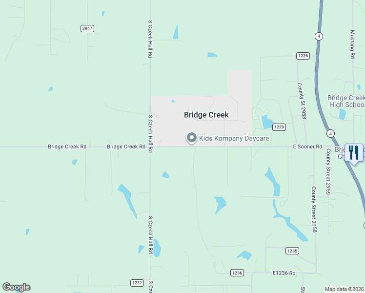 map of restaurants, bars, coffee shops, grocery stores, and more near 2111 East Sooner Road in Tuttle