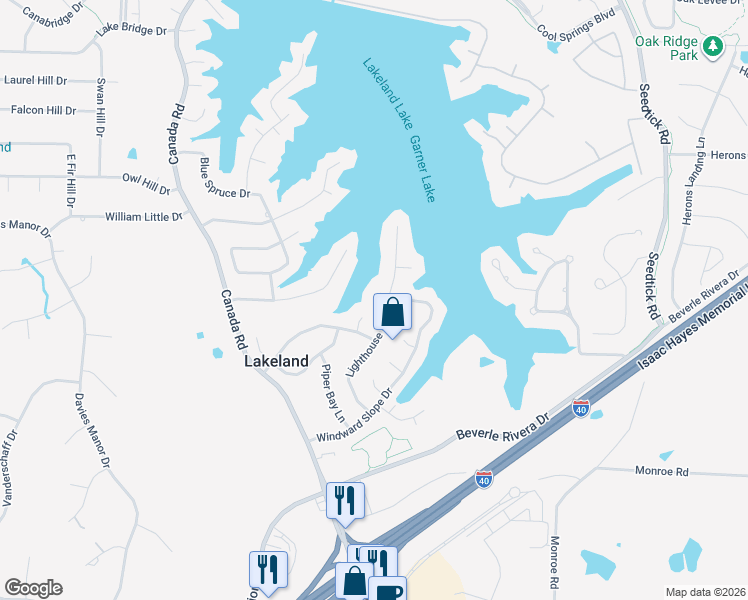 map of restaurants, bars, coffee shops, grocery stores, and more near 9800 Windward Slope Cove in Lakeland