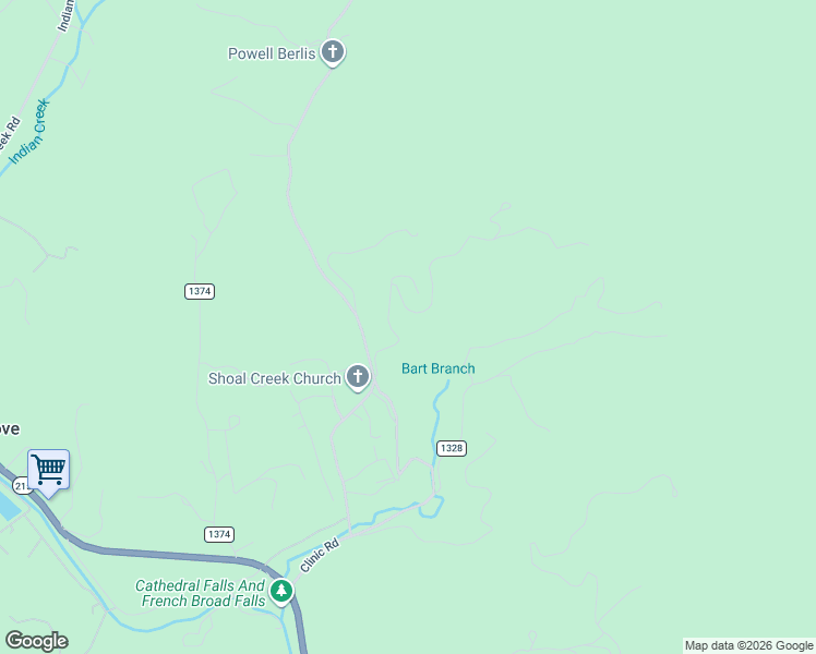 map of restaurants, bars, coffee shops, grocery stores, and more near 160 Sweetwater Ridge Rd in Transylvania