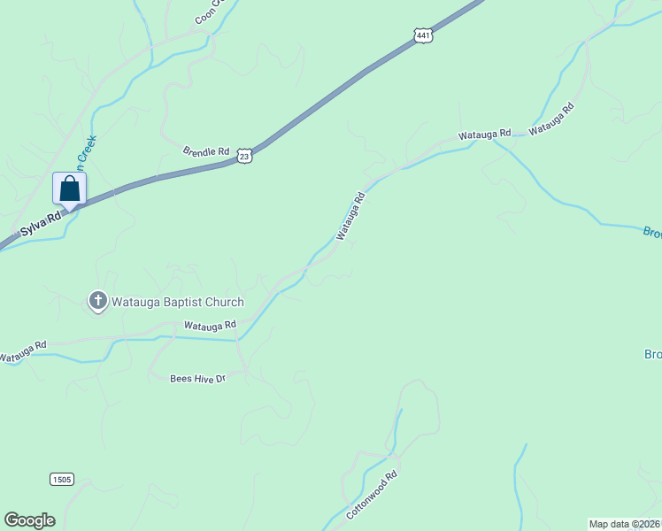 map of restaurants, bars, coffee shops, grocery stores, and more near 1350-1444 Watauga Road in Franklin