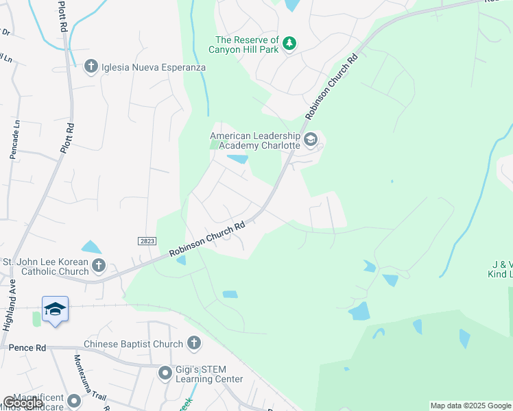 map of restaurants, bars, coffee shops, grocery stores, and more near 7525 Irwin Road in Charlotte