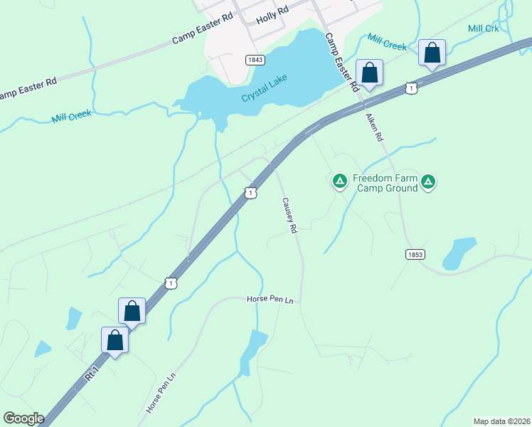 map of restaurants, bars, coffee shops, grocery stores, and more near 4671 U.S. 1 in Vass