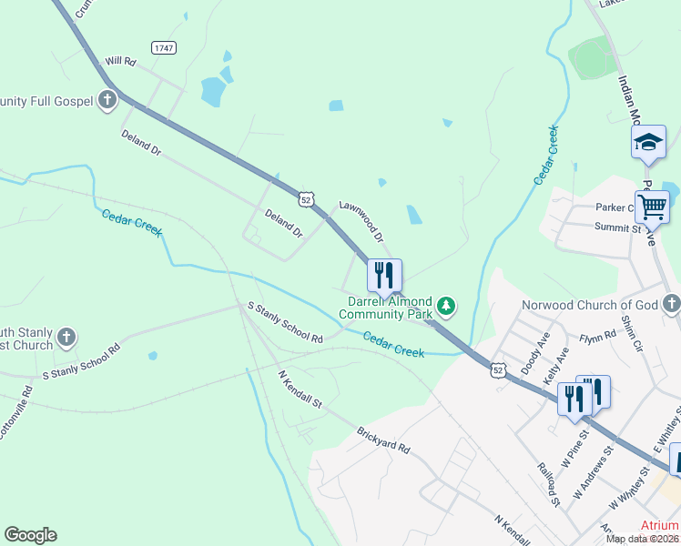 map of restaurants, bars, coffee shops, grocery stores, and more near 239 Wind Road in Norwood