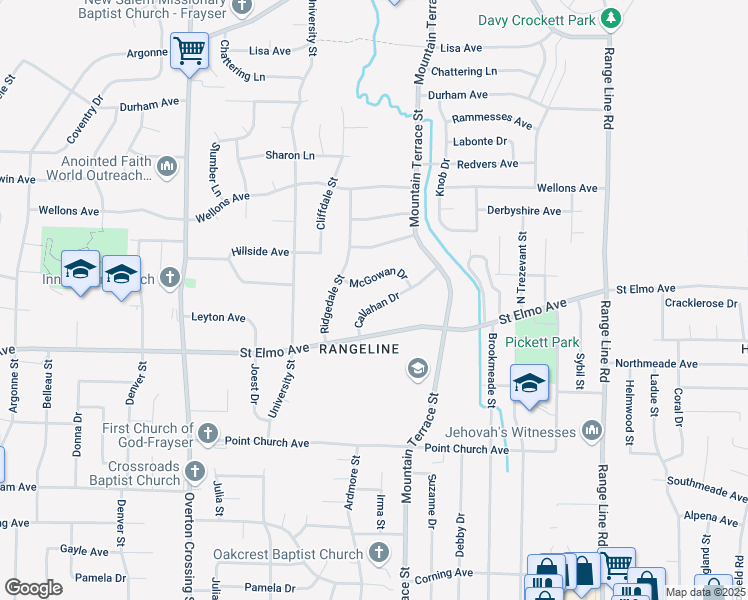 map of restaurants, bars, coffee shops, grocery stores, and more near 3925 Callahan Drive in Memphis
