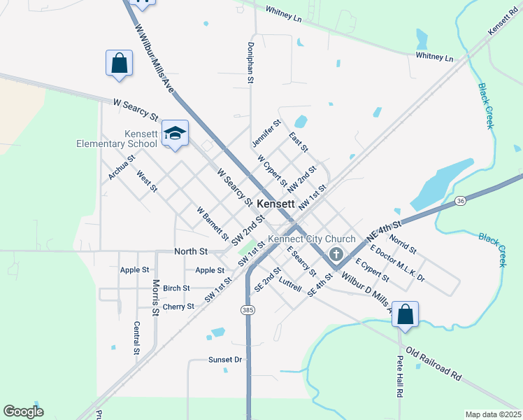 map of restaurants, bars, coffee shops, grocery stores, and more near 200 West Searcy Street in Kensett