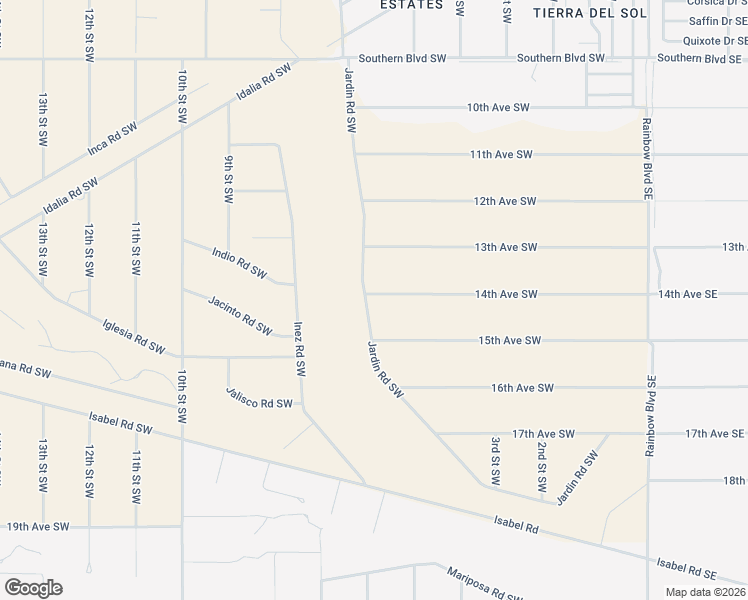 map of restaurants, bars, coffee shops, grocery stores, and more near 1409 Jardin Road Southwest in Albuquerque