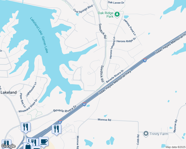 map of restaurants, bars, coffee shops, grocery stores, and more near 10095 Potter Way in Lakeland