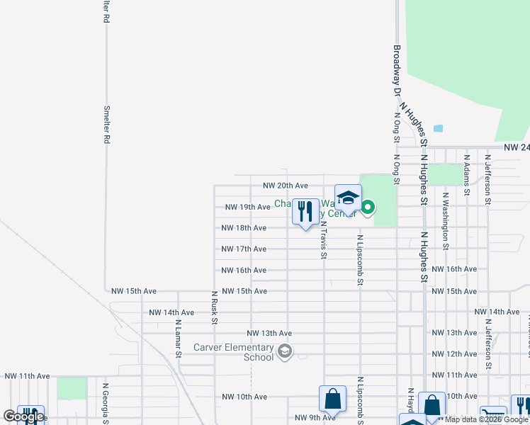 map of restaurants, bars, coffee shops, grocery stores, and more near 1936 Northwest 19th Avenue in Amarillo