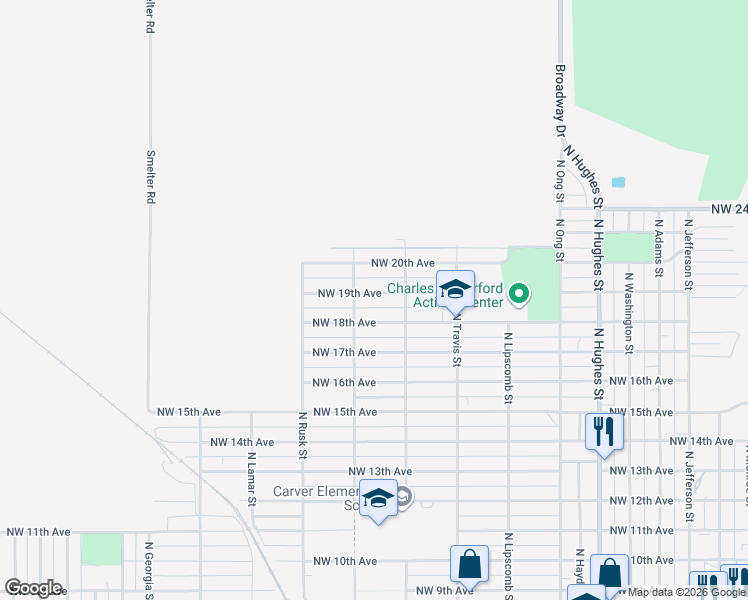 map of restaurants, bars, coffee shops, grocery stores, and more near 1936 Northwest 19th Avenue in Amarillo