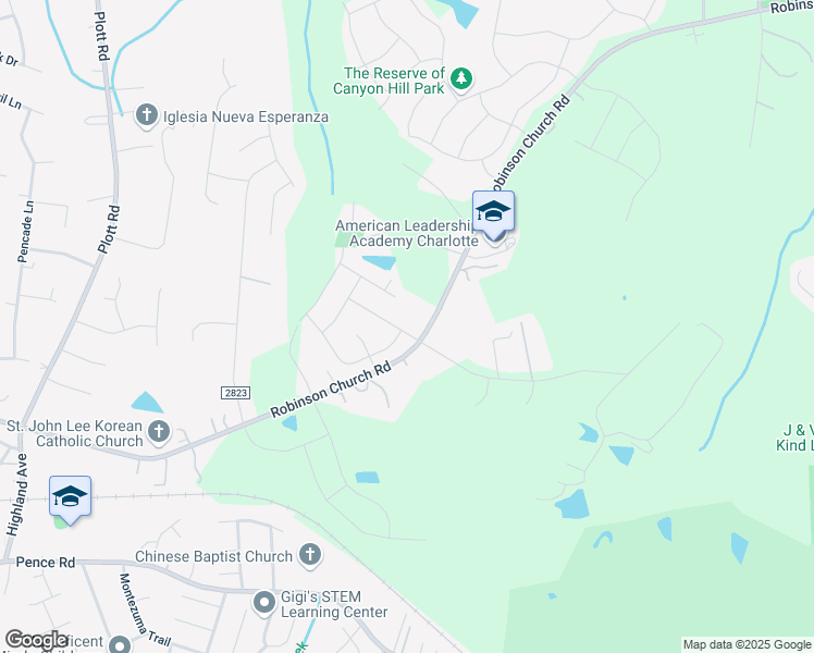 map of restaurants, bars, coffee shops, grocery stores, and more near 7525 Irwin Road in Charlotte
