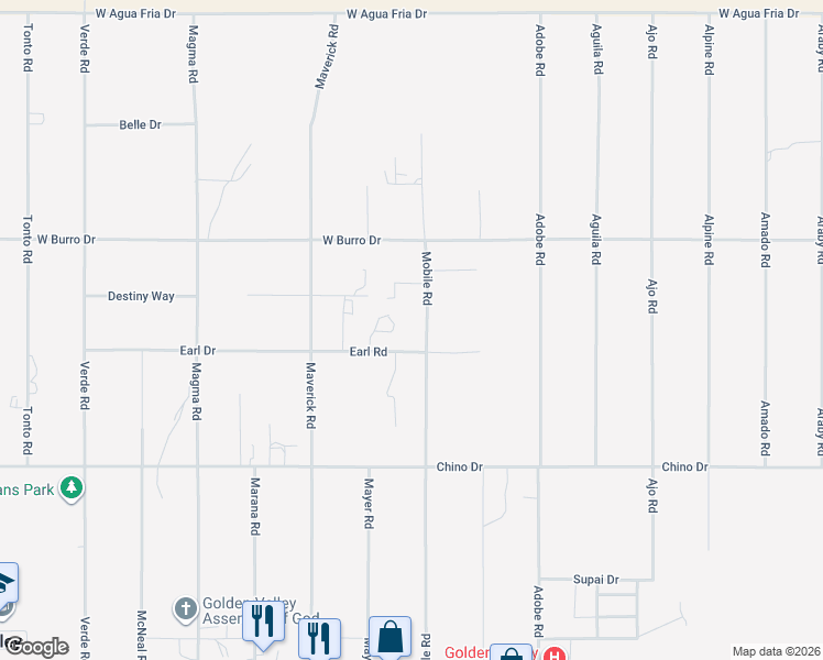 map of restaurants, bars, coffee shops, grocery stores, and more near 3675 Mobile Road in Golden Valley