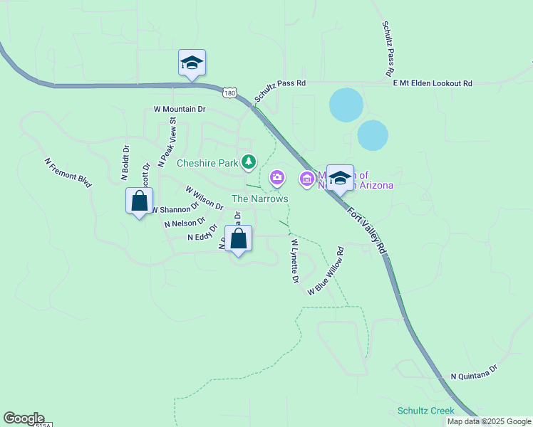 map of restaurants, bars, coffee shops, grocery stores, and more near 2856 North Gregg Drive in Flagstaff