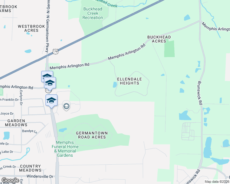 map of restaurants, bars, coffee shops, grocery stores, and more near 3969 Windolyn Way in Memphis