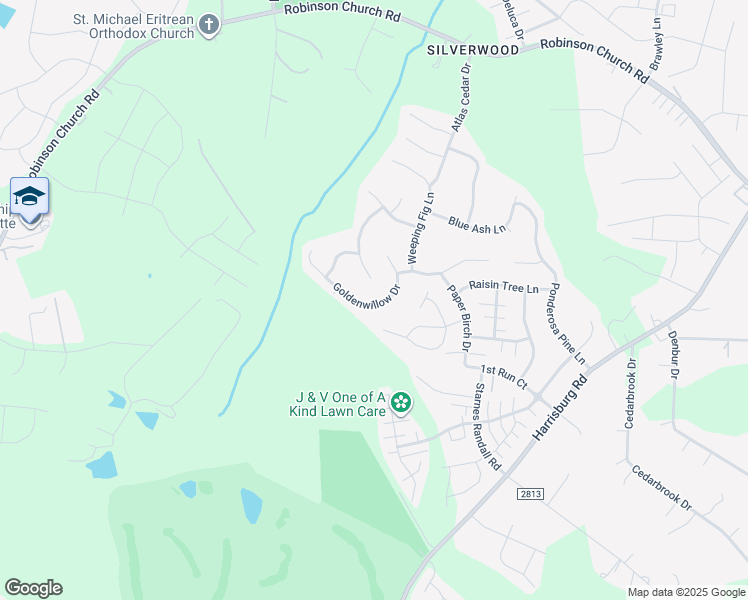 map of restaurants, bars, coffee shops, grocery stores, and more near 6802 Goldenwillow Drive in Charlotte