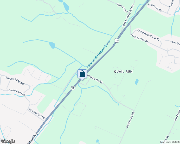 map of restaurants, bars, coffee shops, grocery stores, and more near 6358 North Lee Highway in Cleveland