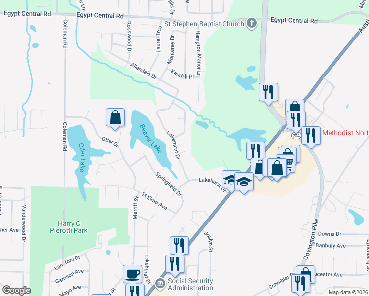 map of restaurants, bars, coffee shops, grocery stores, and more near 4778 Lakemont Cove in Memphis