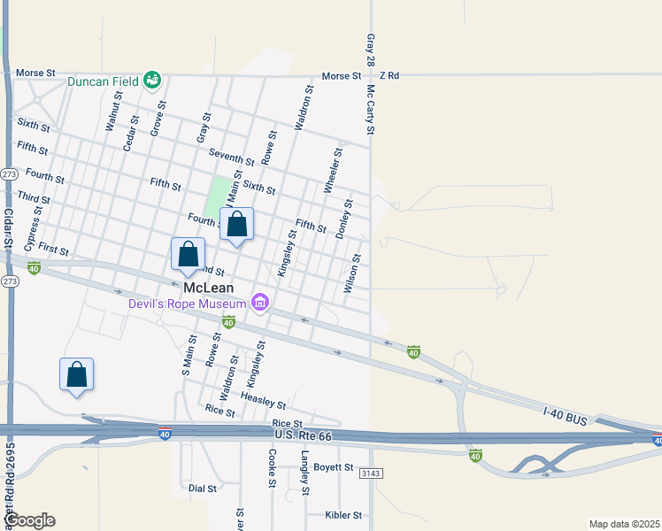 map of restaurants, bars, coffee shops, grocery stores, and more near Donley Street in McLean